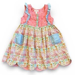 Matilda Jane Sloan Dress Girl’s 6 Pink & Blue Floral Corduroy Skirt